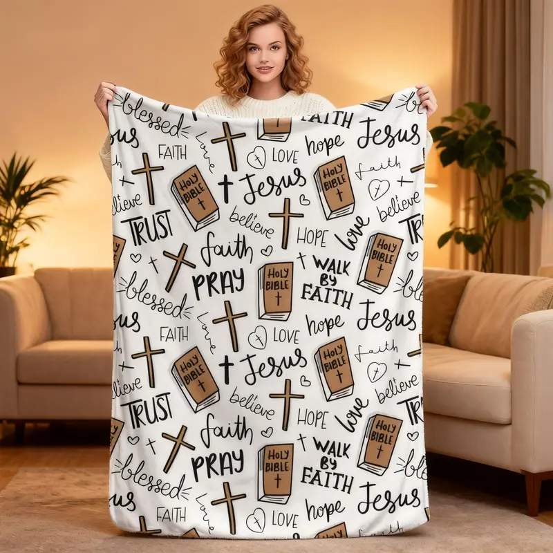 Walk By Faith Christian Jesus Holy Bible throw blanket