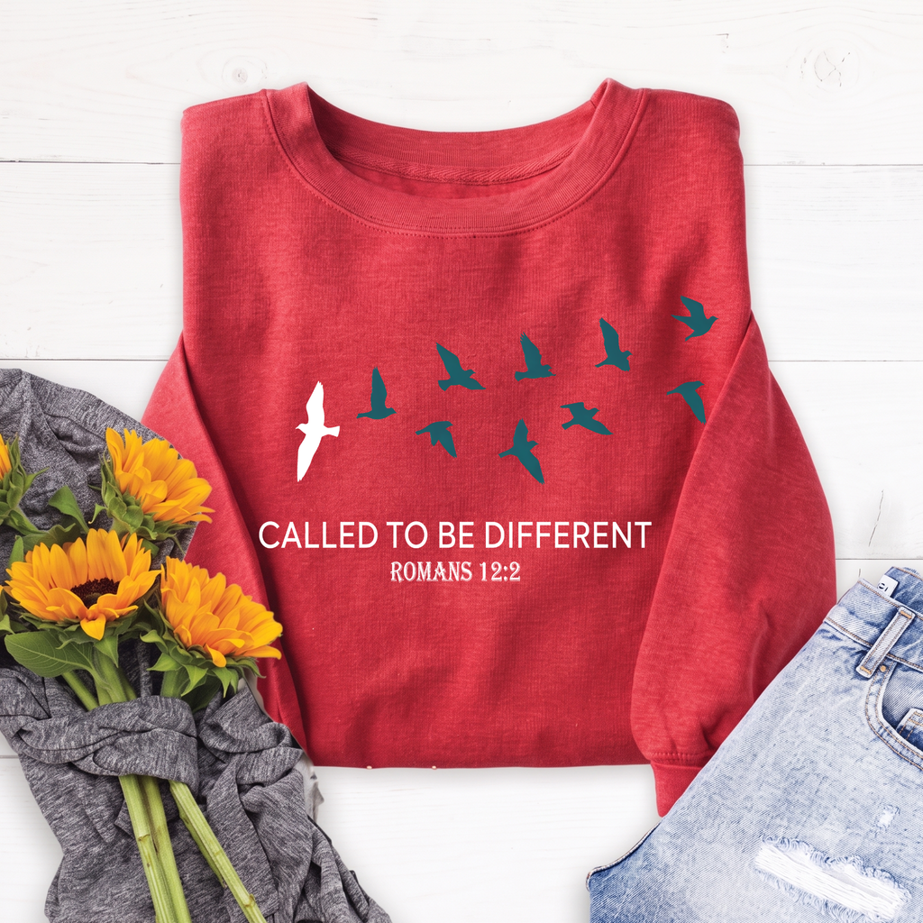 Called To Be Different Romans 12:2 birds Christian sweatshirt red