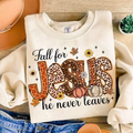 Fall For Jesus leopard print Christian fall sweatshirt