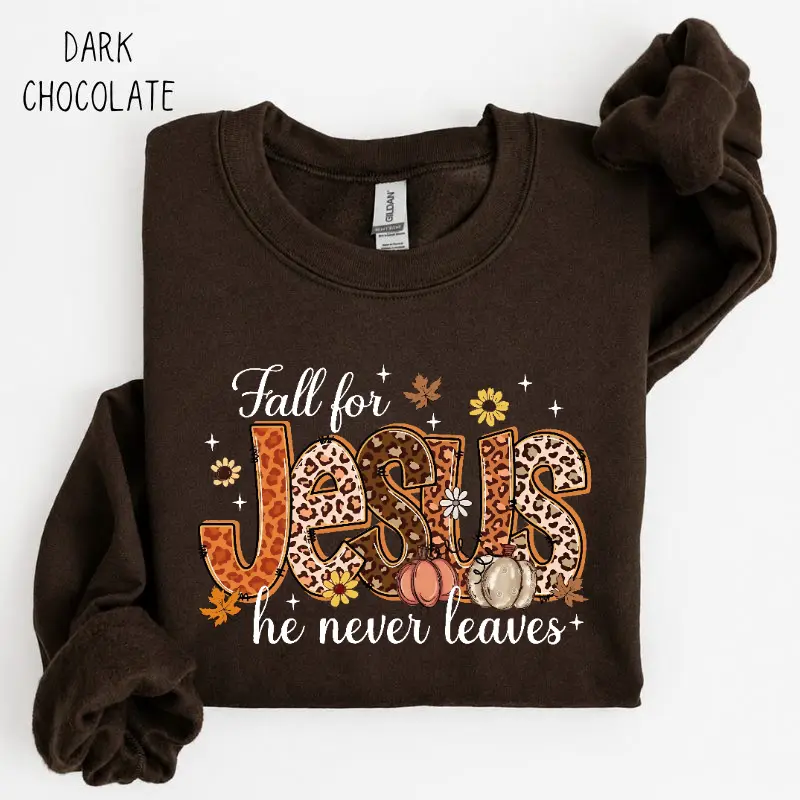 Fall For Jesus leopard print Christian fall sweatshirt