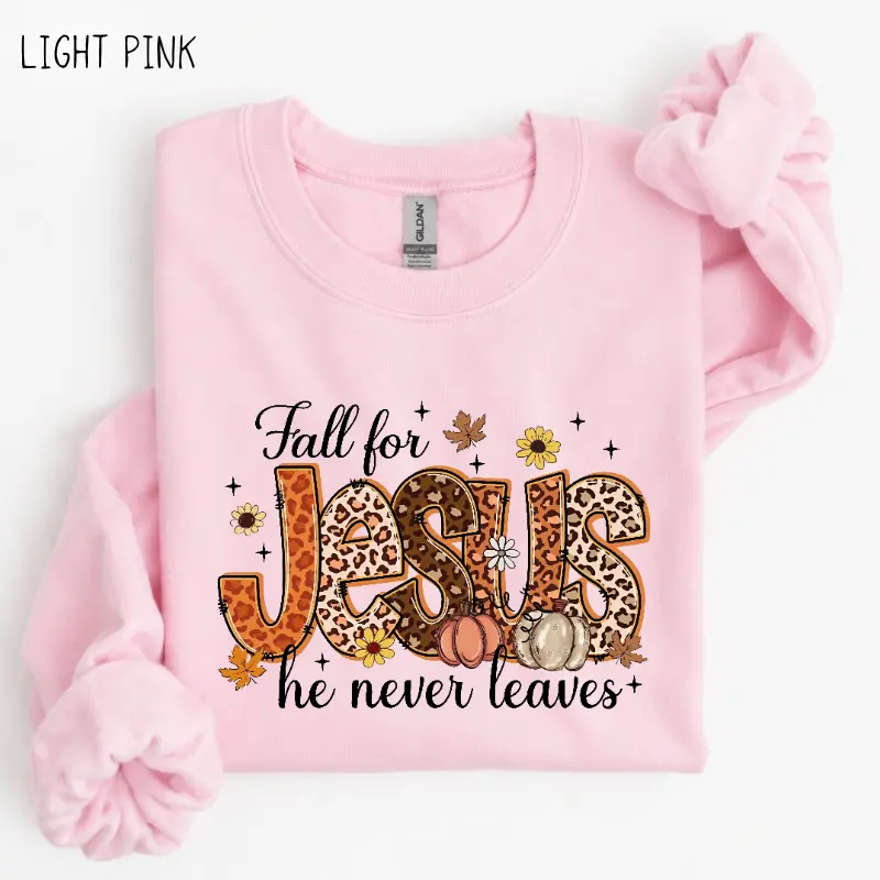 Fall For Jesus leopard print Christian fall sweatshirt