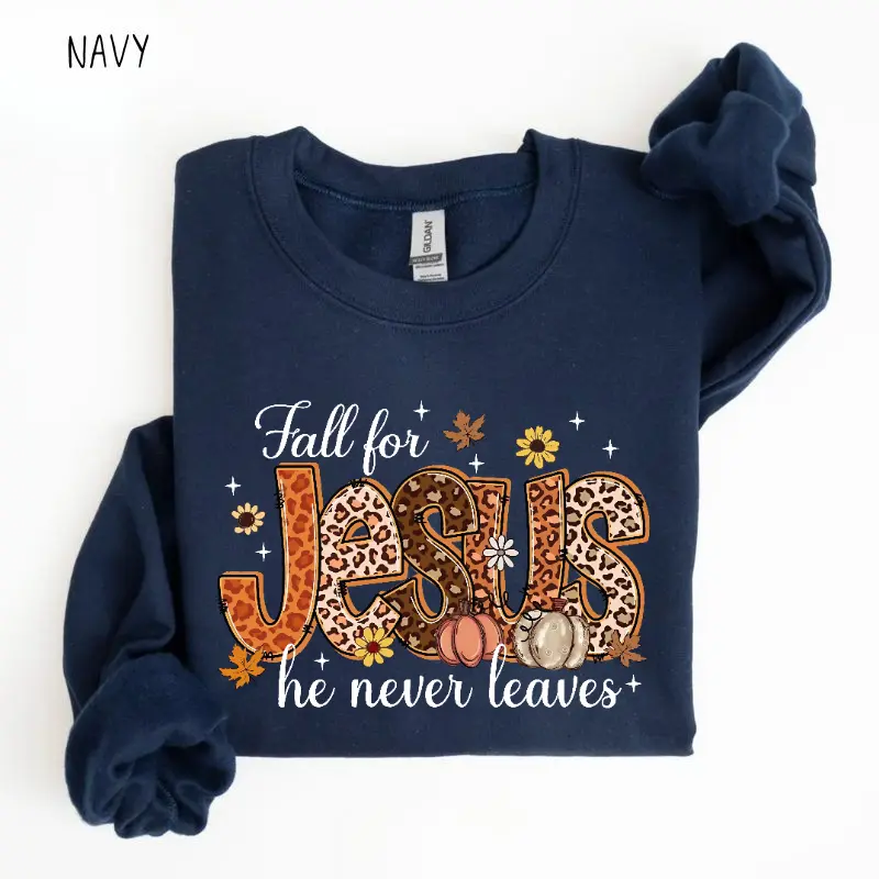 Fall For Jesus leopard print Christian fall sweatshirt