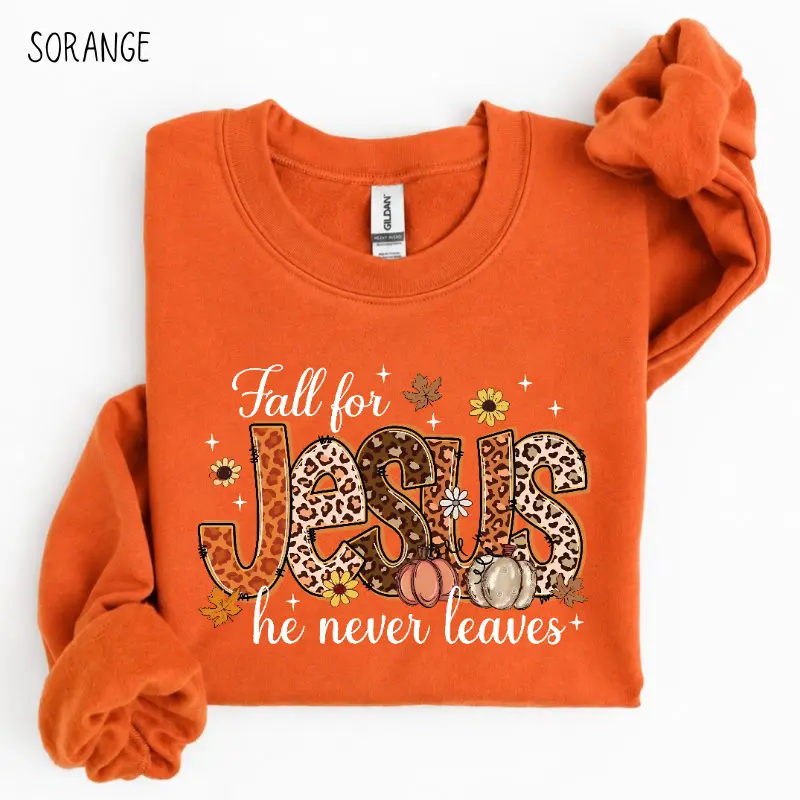 Fall For Jesus leopard print Christian fall sweatshirt