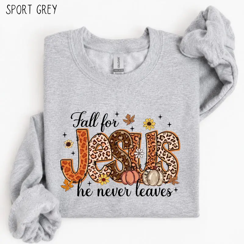 Fall For Jesus leopard print Christian fall sweatshirt