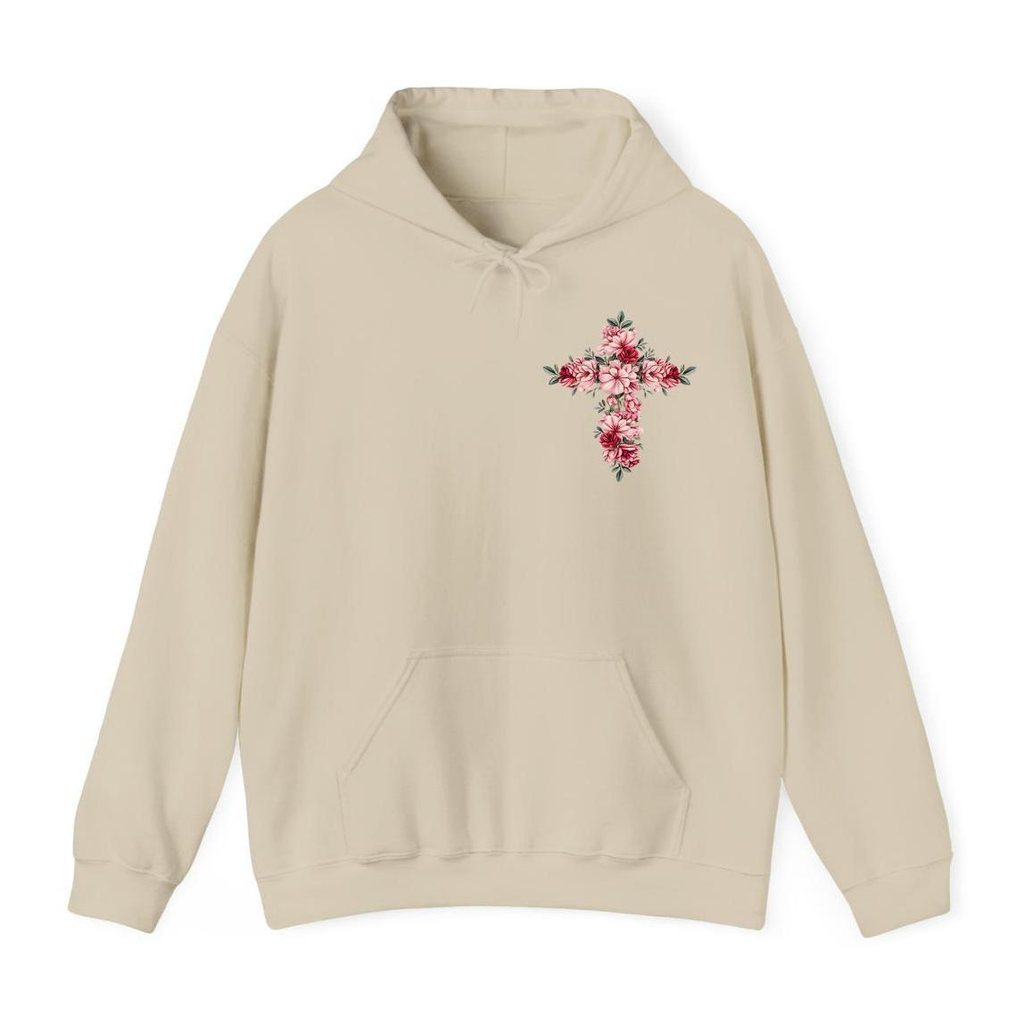 Hard Fought Hallelujah floral cross Christian shirt, small cross on front and full print on back