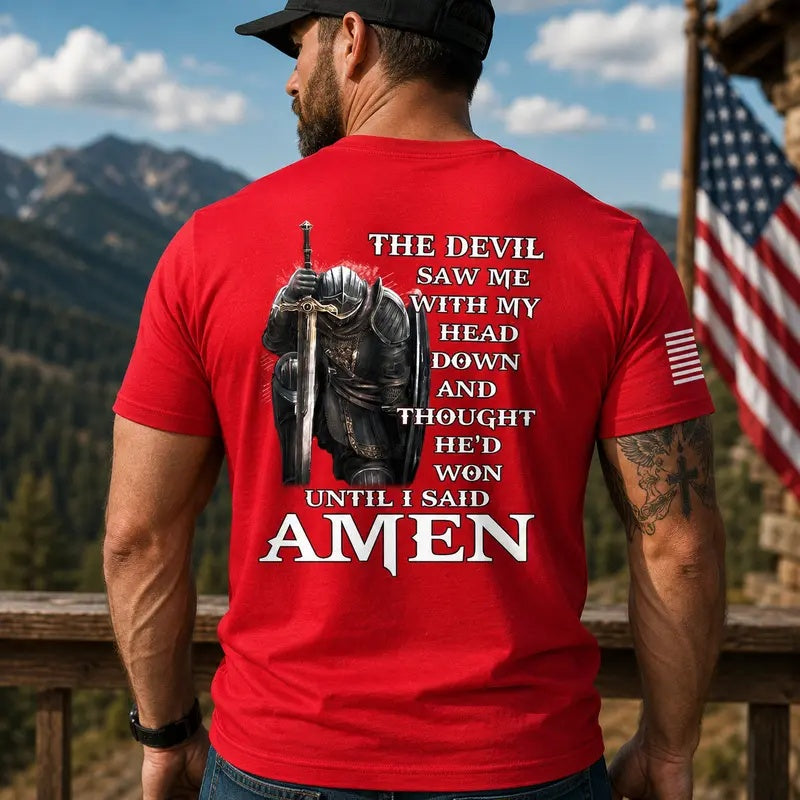 Devil Thought He'd Won red tee back print
