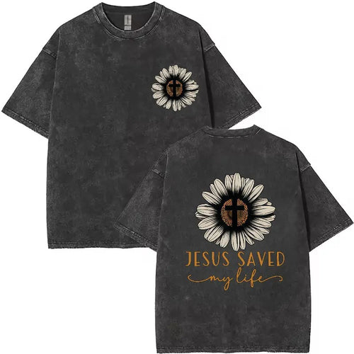 Jesus Saved My Life sunflower shirt