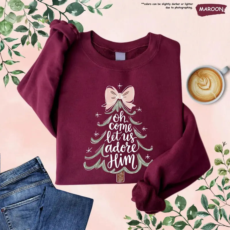 Oh Come Let Us Adore Him faith holiday shirt