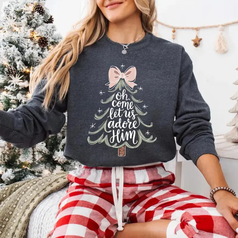 Oh Come Let Us Adore Him nativity Christmas shirt