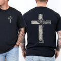 Philippians 4:13 double sided black tee front and back