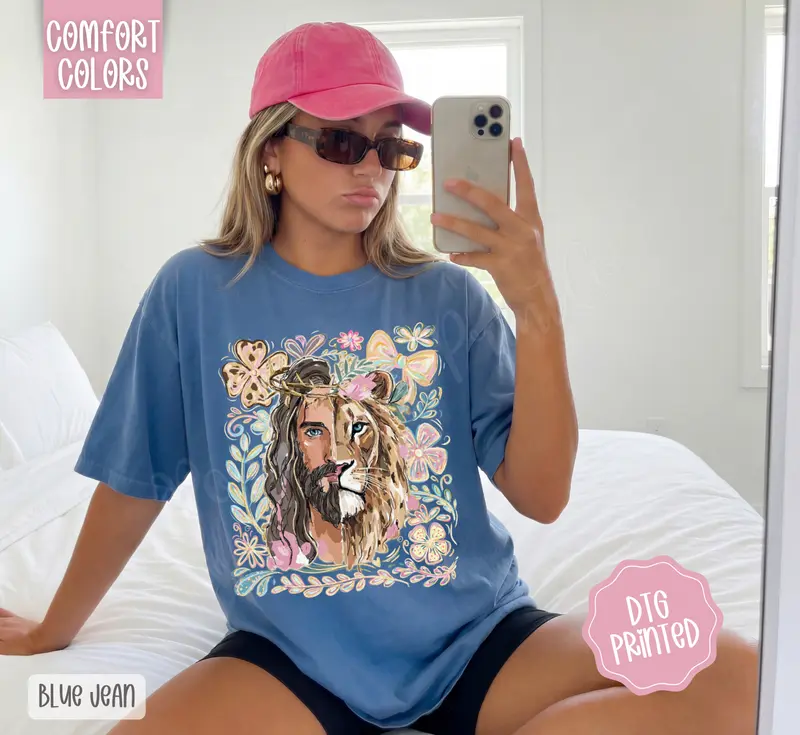 Lion of Judah coquette floral Christian tee