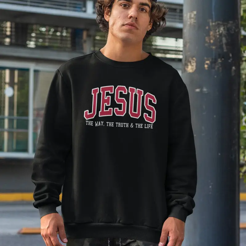 JESUS The Way The Truth and The Life varsity crewneck sweatshirt