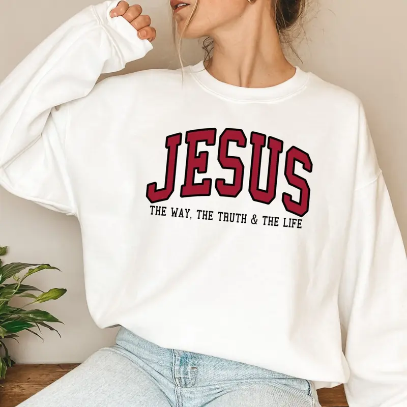 JESUS The Way The Truth and The Life varsity crewneck sweatshirt