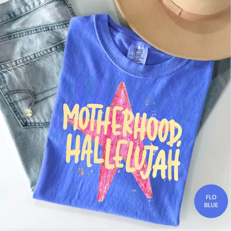 Motherhood Hallelujah preppy Christian mama tee