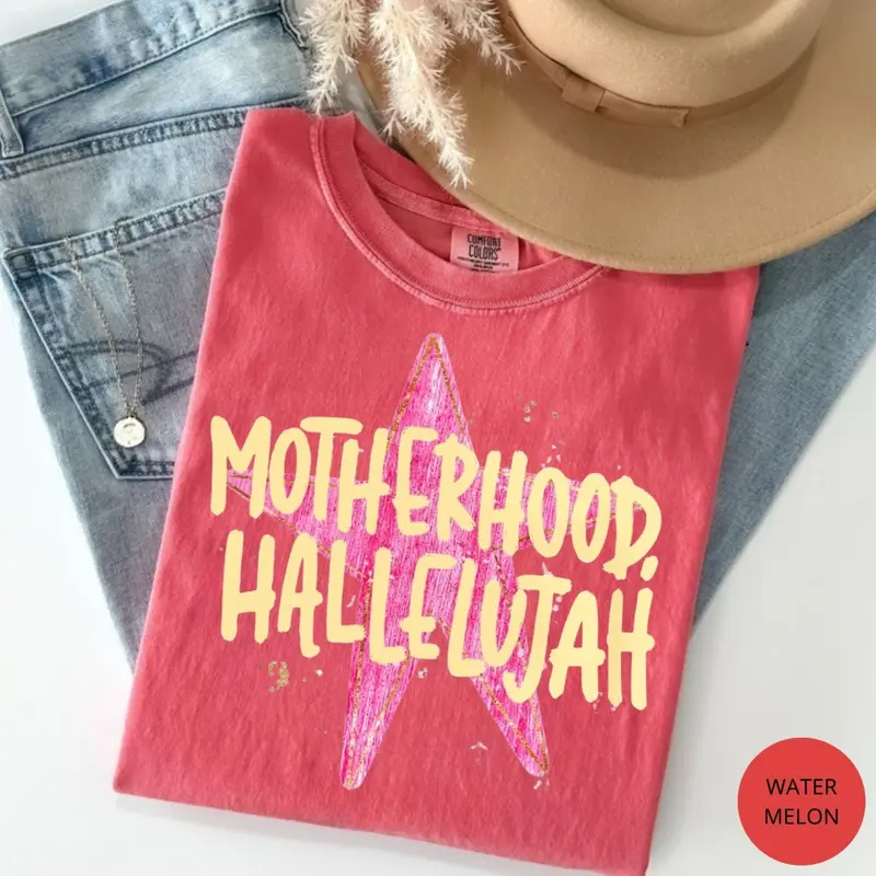Motherhood Hallelujah preppy Christian mama tee