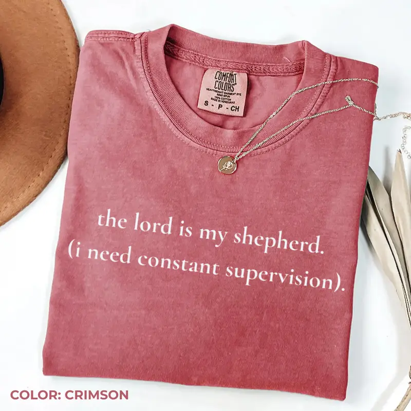 The Lord is my shepherd I need constant supervision funny Christian Comfort Colors tee
