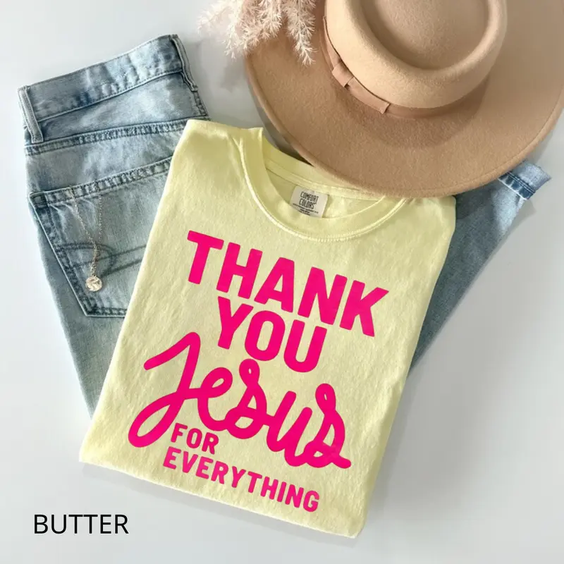 Thank You Jesus For Everything pink Christian tee