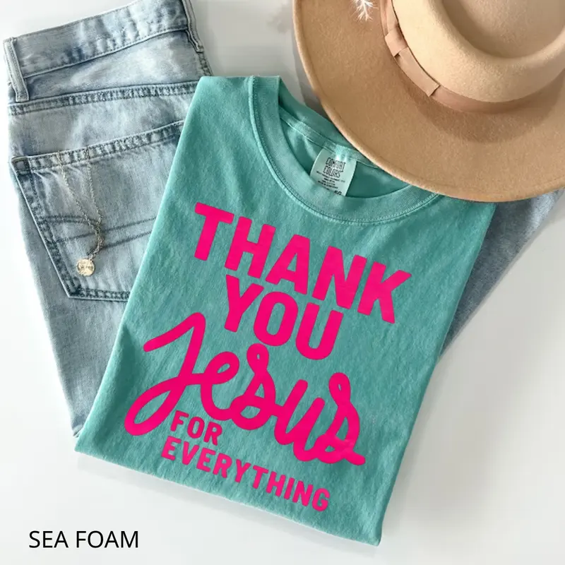 Thank You Jesus For Everything pink Christian tee