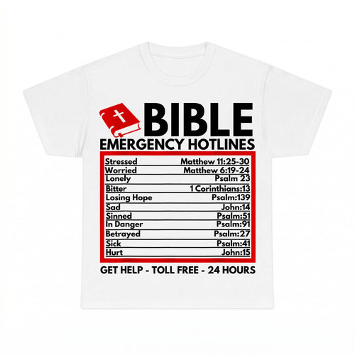 Bible Emergency Hotlines shirt - White