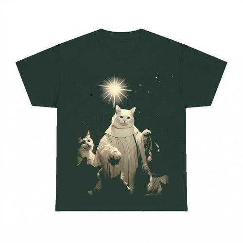 Cat Prayer shirt - Forest Green