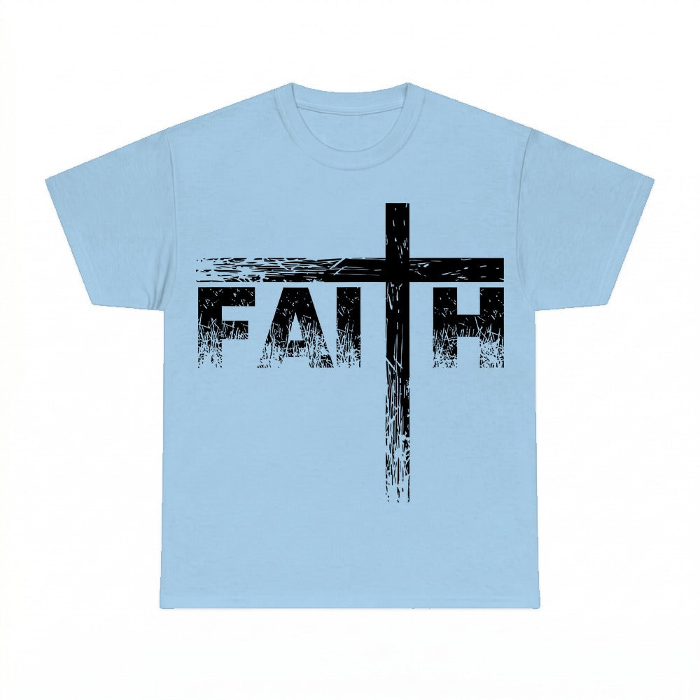 Faith Vertical Cross shirt - Light Blue