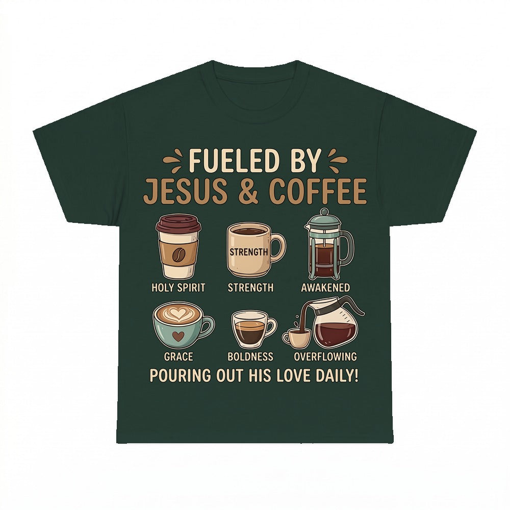 Fueled By Jesus And Coffee shirt - Forest Green