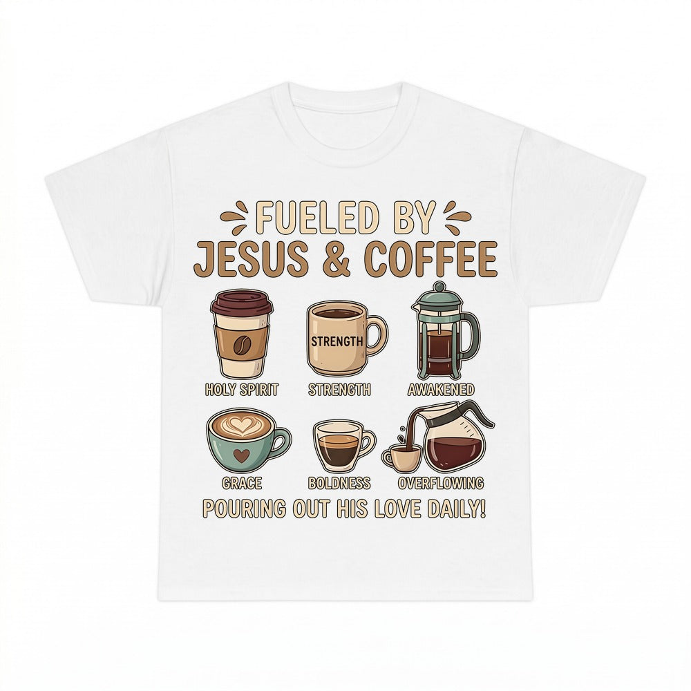 Fueled By Jesus And Coffee shirt - White