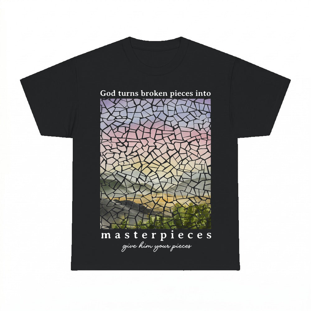 God Turns Broken Pieces shirt - Black