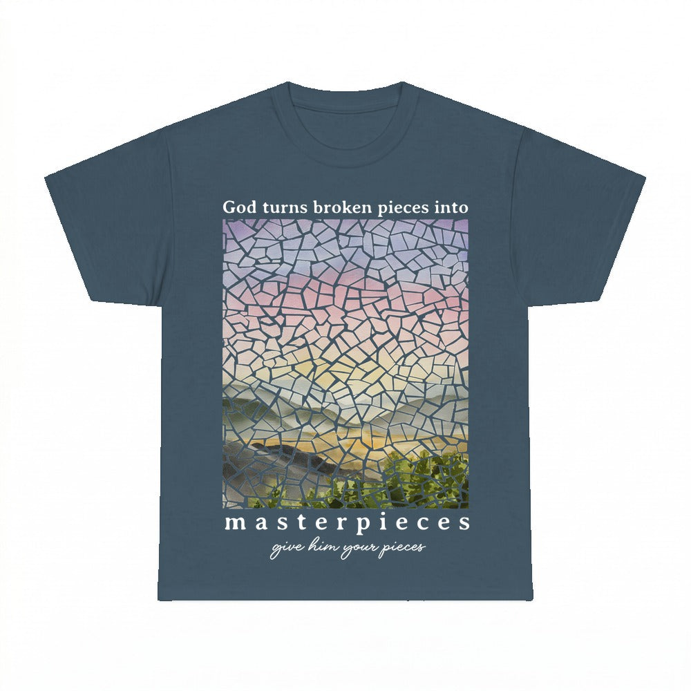 God Turns Broken Pieces shirt - Dark Heather