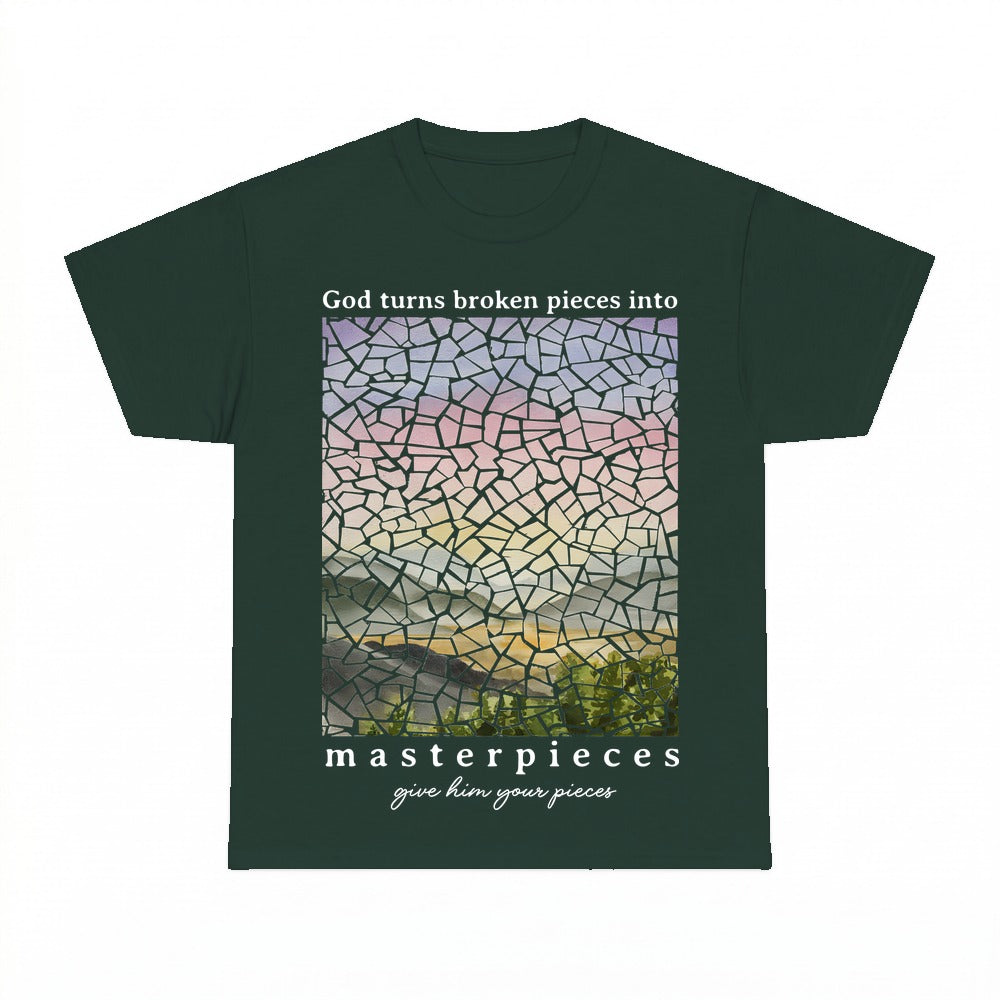 God Turns Broken Pieces shirt - Forest Green