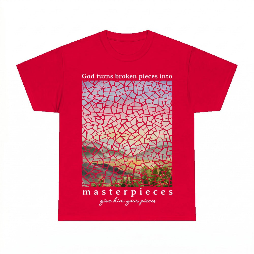 God Turns Broken Pieces shirt - Red
