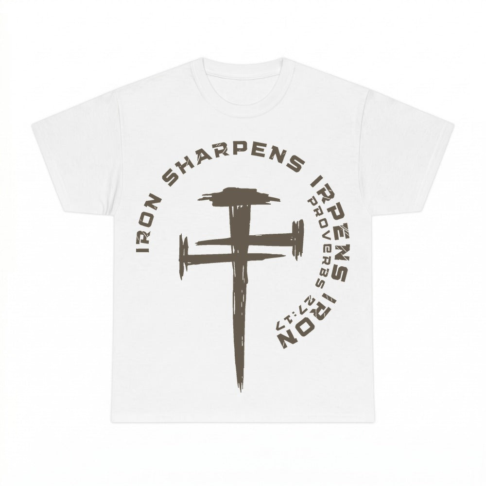 Iron Sharpens Iron Proverbs 27:17 shirt - White