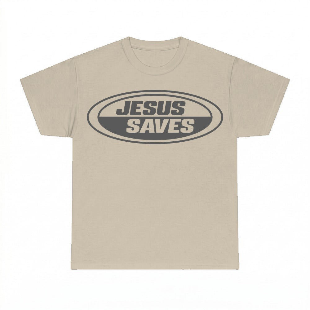 JESUS SAVES Christian faith shirt - Sand