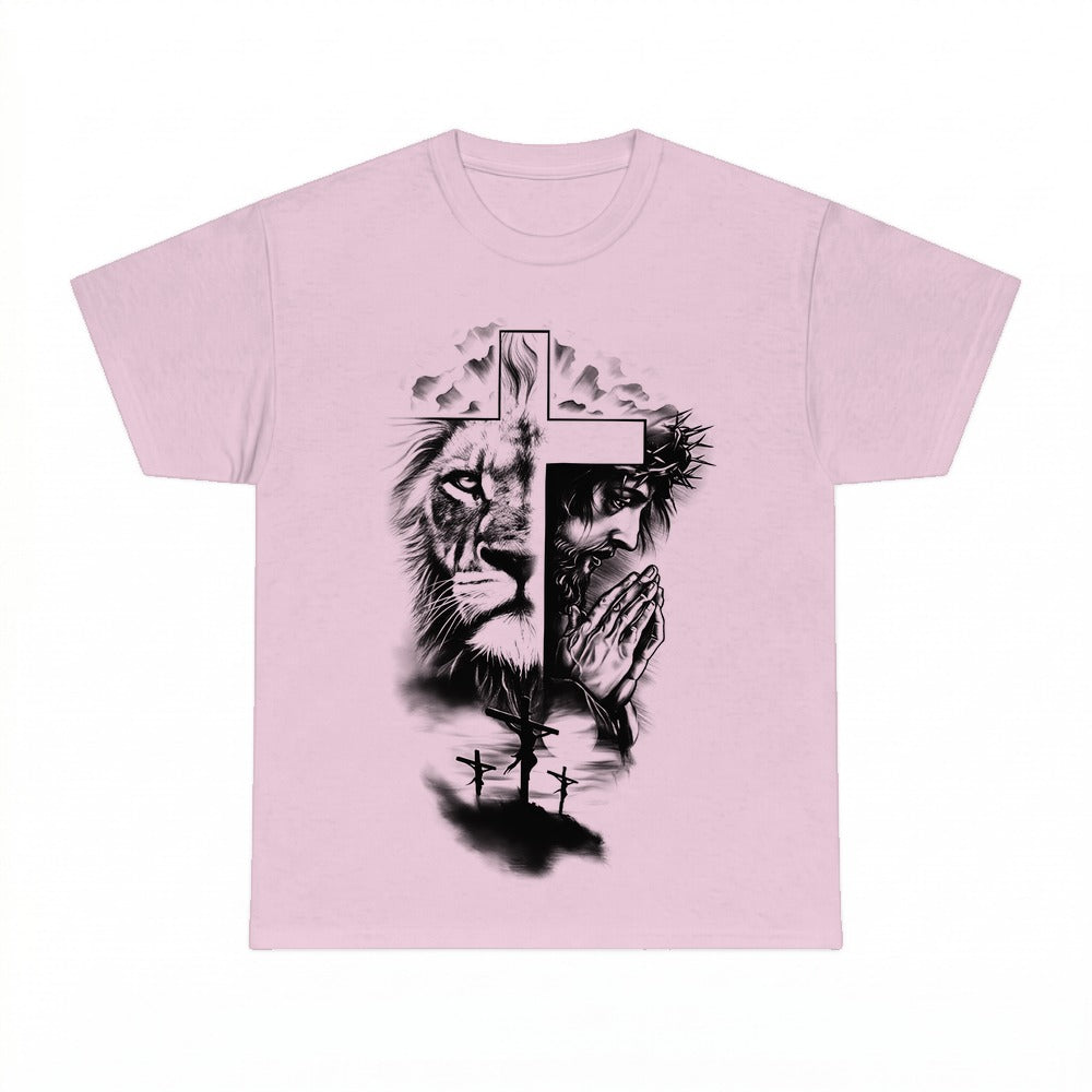 Blessed Lion Cross Christian shirt - Light Pink
