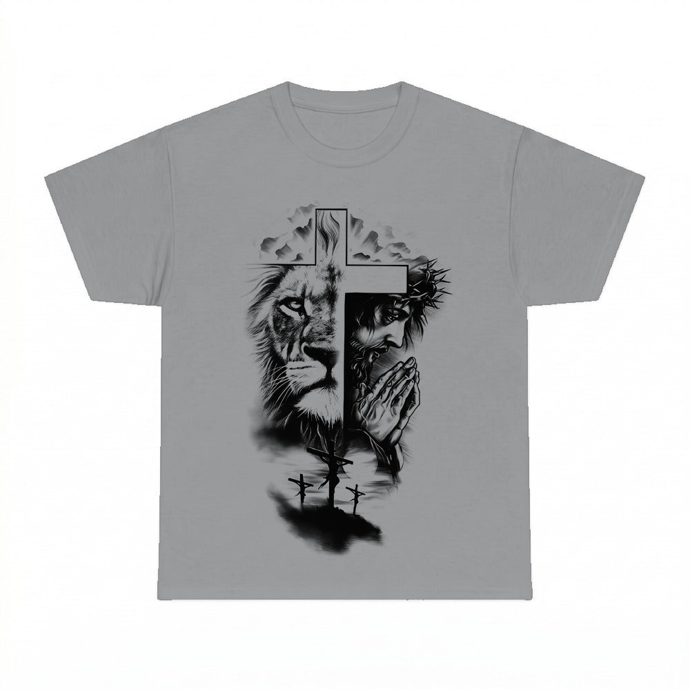 Blessed Lion Cross Christian shirt - Sport Grey