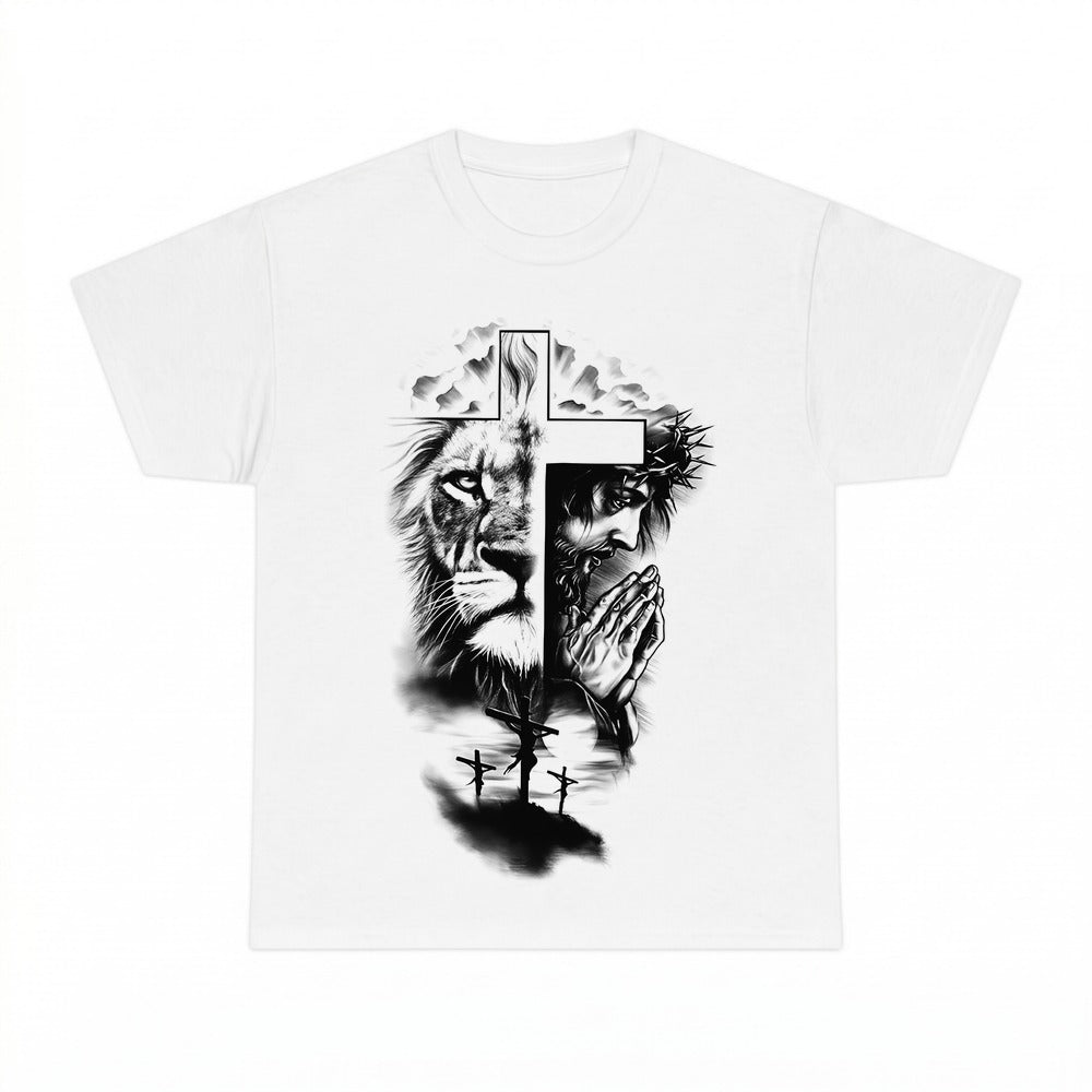 Blessed Lion Cross Christian shirt - White