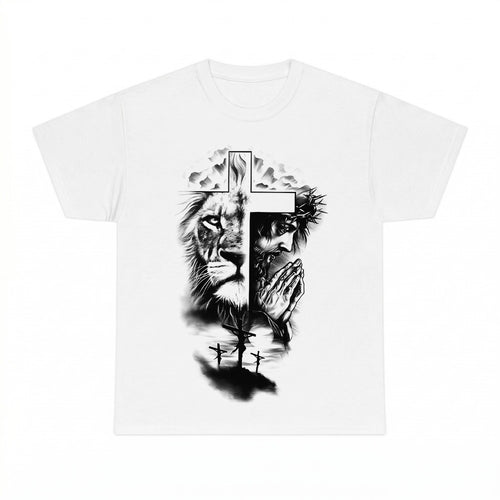 Blessed Lion Cross Christian shirt - White