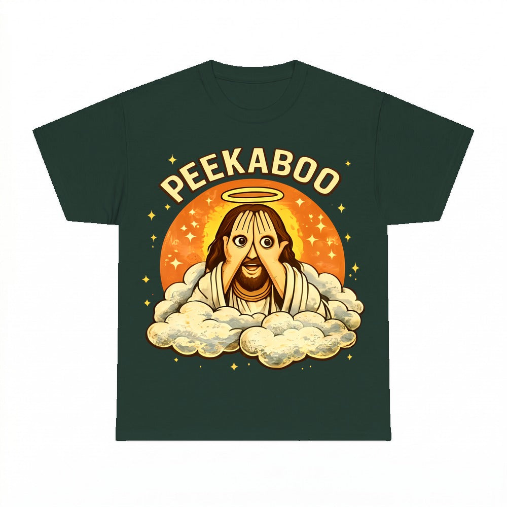 Peekaboo Jesus shirt - Forest Green
