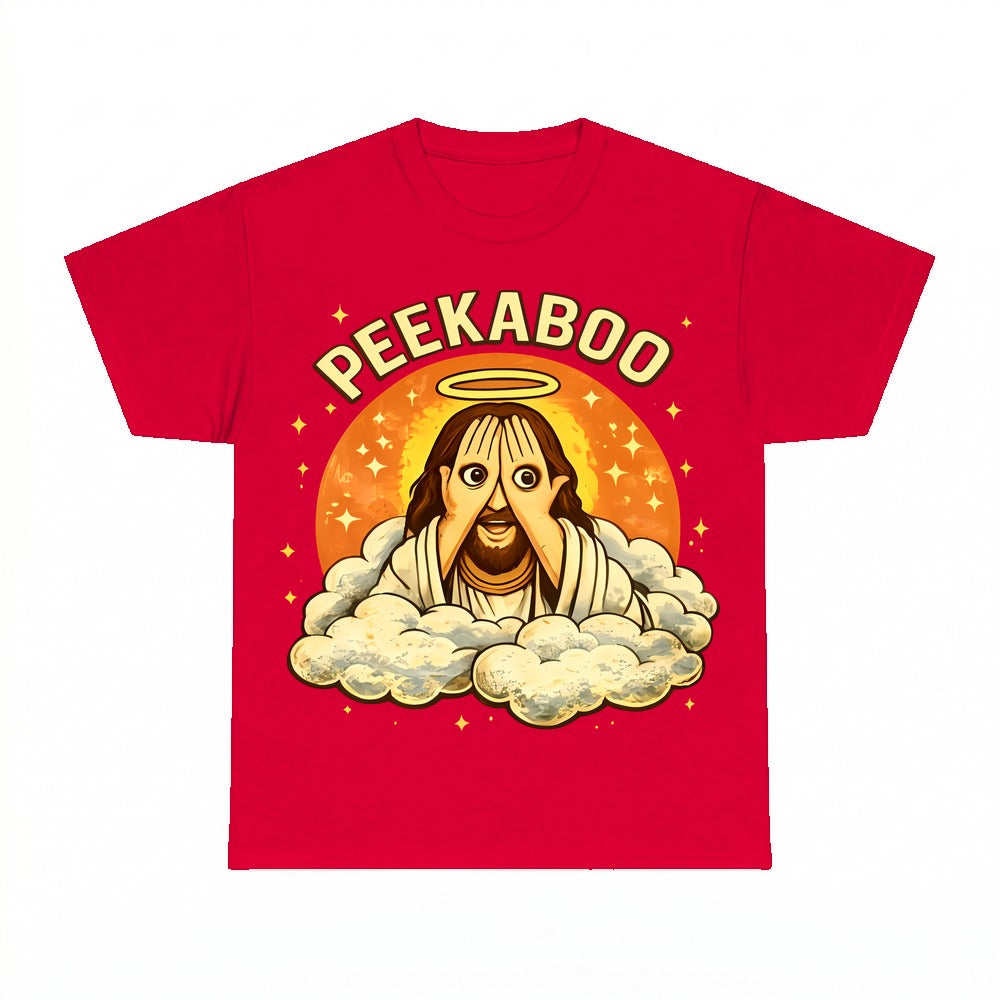 Peekaboo Jesus shirt - Red
