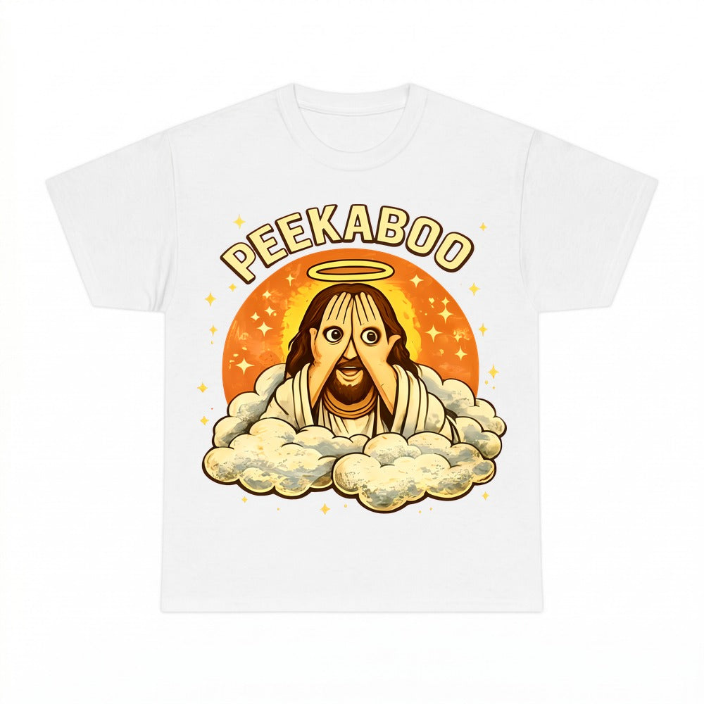 Peekaboo Jesus shirt - White