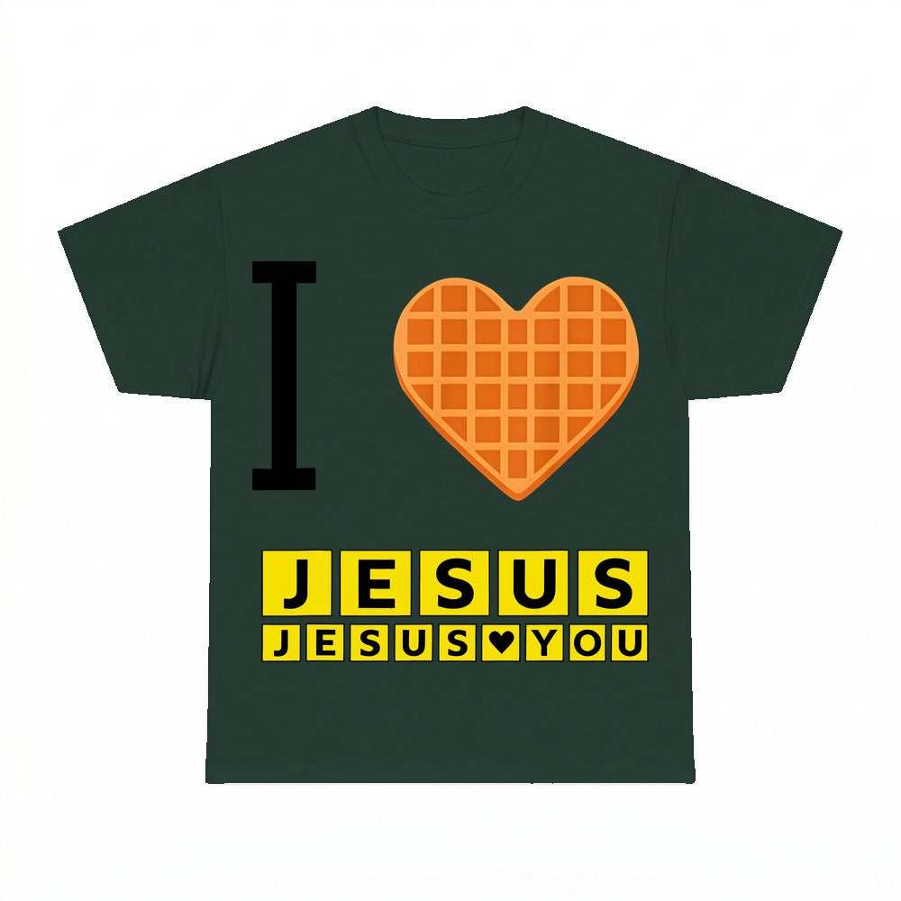I Love Jesus waffle Christian shirt - Forest Green