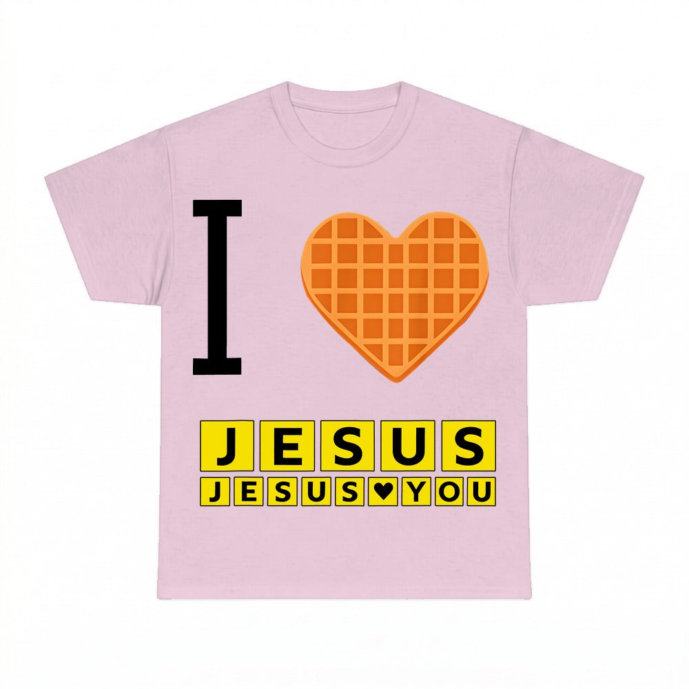 I Love Jesus waffle Christian shirt - Light Pink