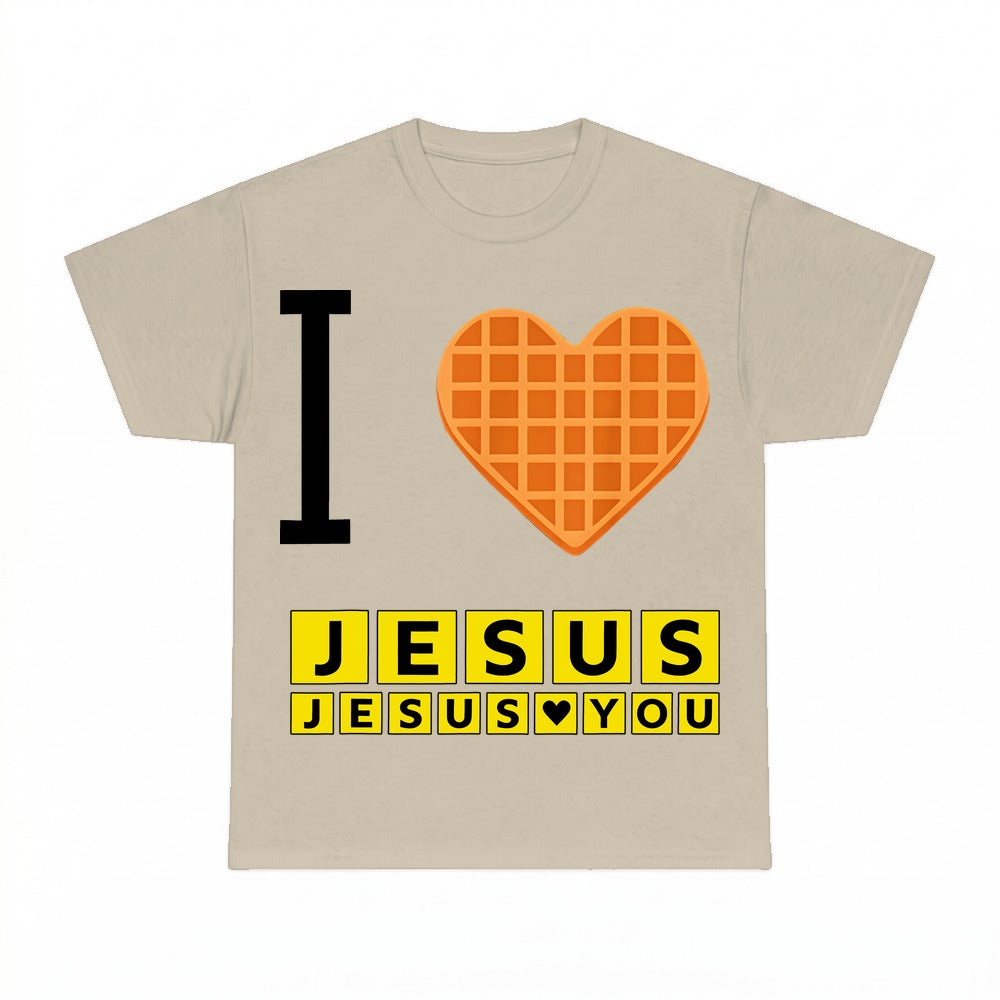 I Love Jesus waffle Christian shirt - Sand