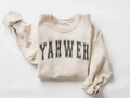 YAHWEH distressed varsity letter crewneck sweatshirt