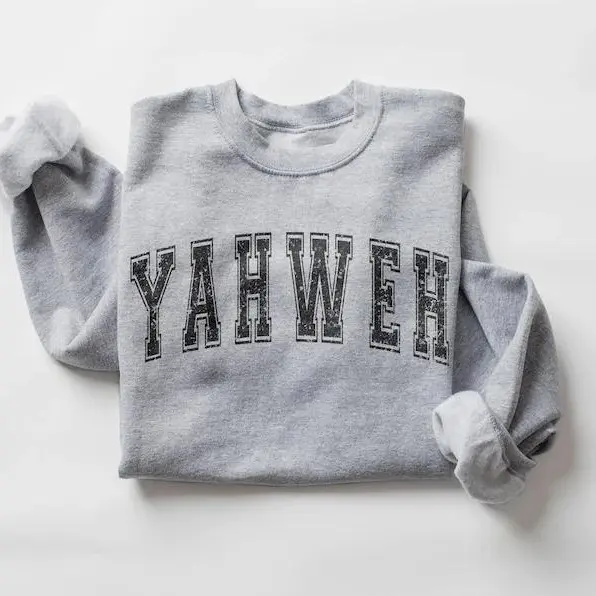 YAHWEH distressed varsity letter crewneck sweatshirt